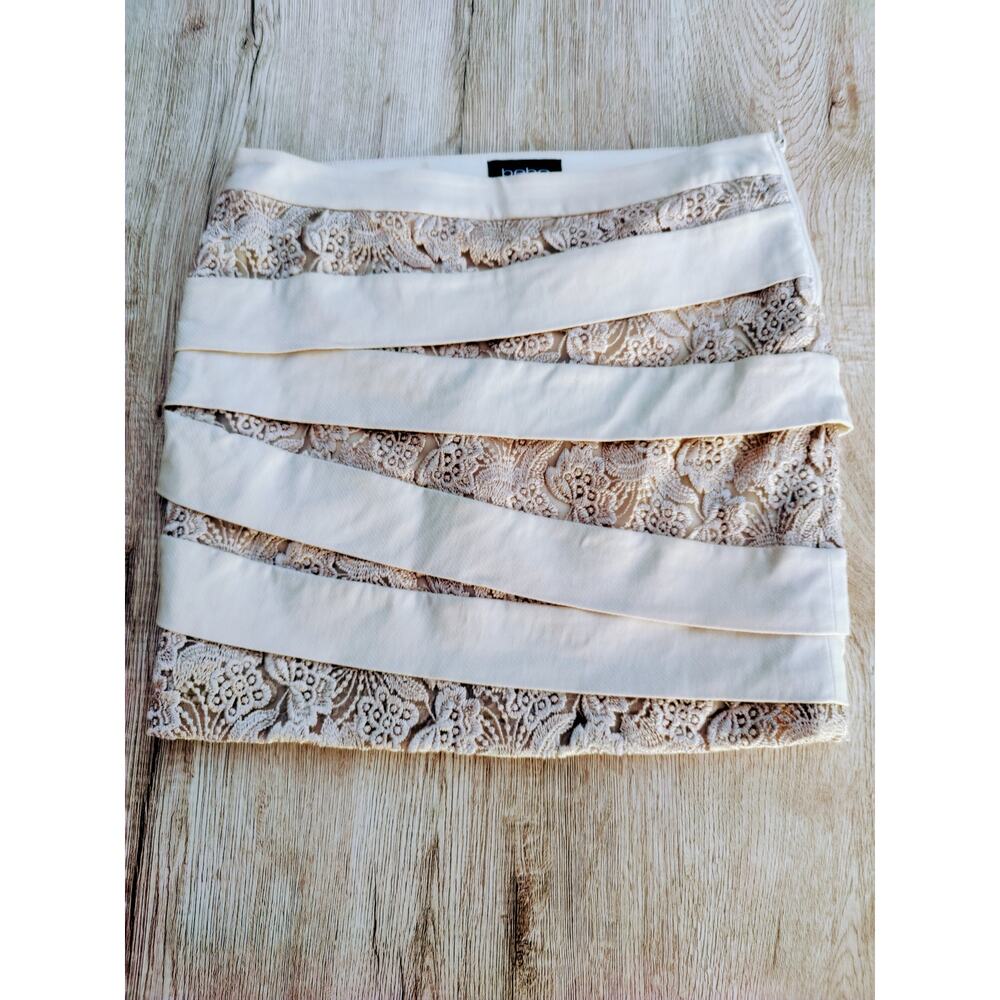 Bebe Cream Lace & Satin Bandage Mini Skirt Y2K Glam Coquette Going Out Skirt SZS